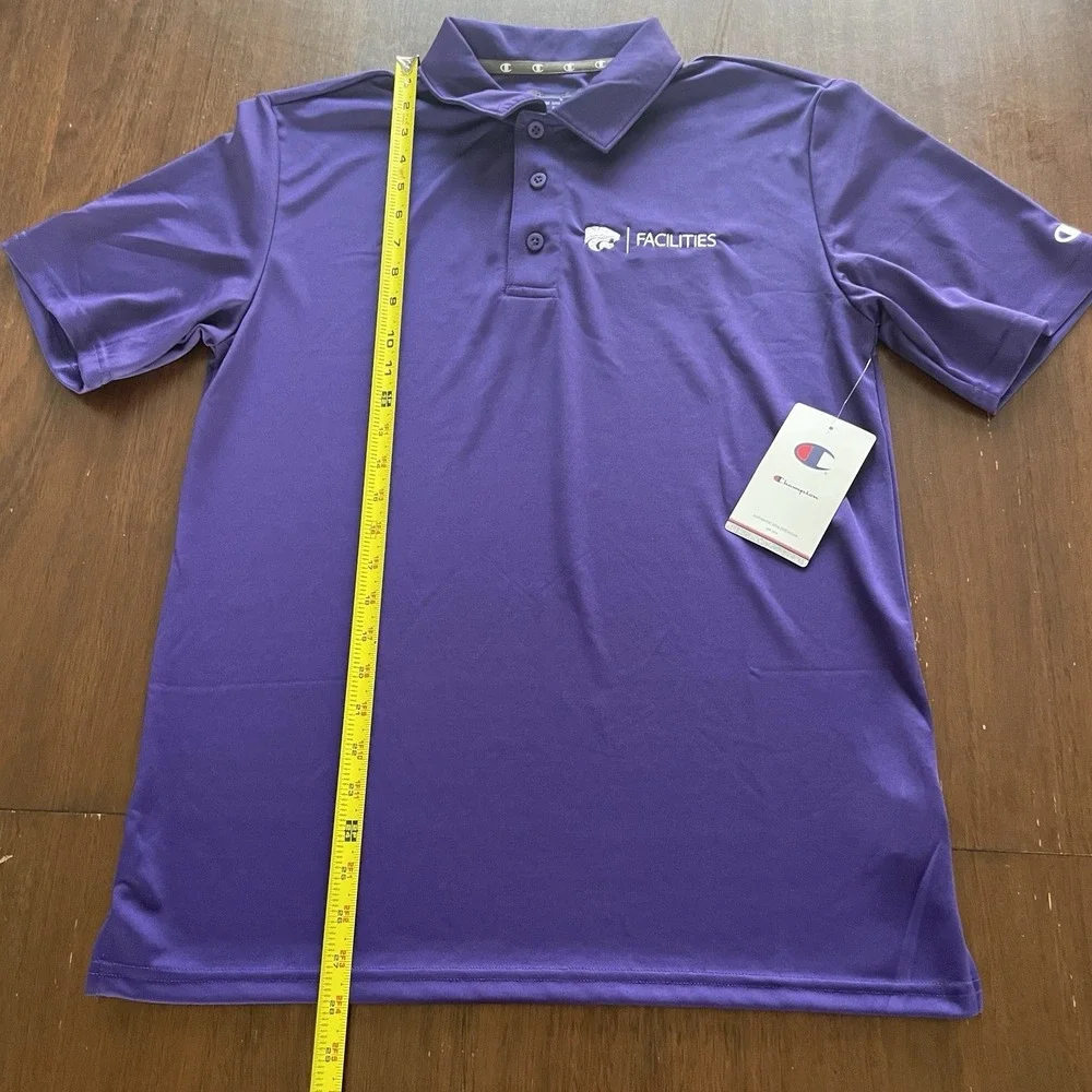 Kansas State KState Golf Polo‎ Shirt Mens Champion Embroidery Logo Purple Medium